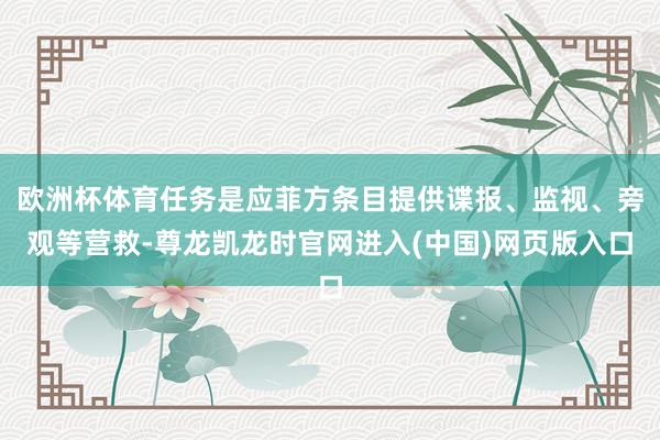 欧洲杯体育任务是应菲方条目提供谍报、监视、旁观等营救-尊龙凯龙时官网进入(中国)网页版入口