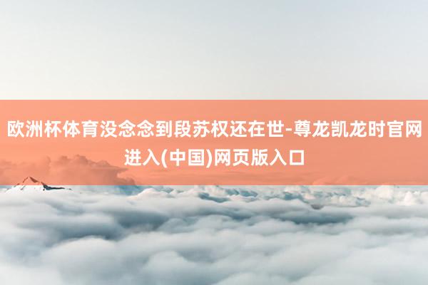 欧洲杯体育没念念到段苏权还在世-尊龙凯龙时官网进入(中国)网页版入口