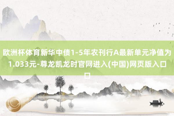 欧洲杯体育新华中债1-5年农刊行A最新单元净值为1.033元-尊龙凯龙时官网进入(中国)网页版入口