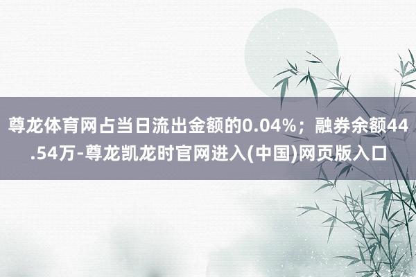 尊龙体育网占当日流出金额的0.04%；融券余额44.54万-尊龙凯龙时官网进入(中国)网页版入口