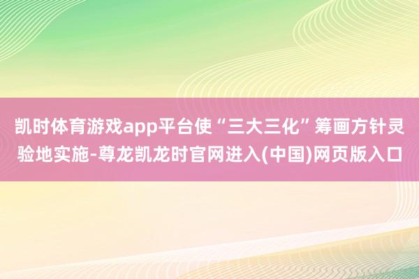 凯时体育游戏app平台使“三大三化”筹画方针灵验地实施-尊龙凯龙时官网进入(中国)网页版入口