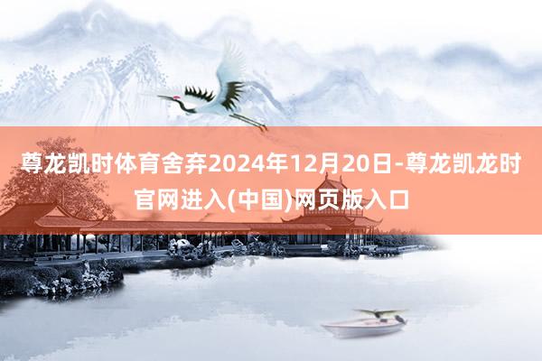 尊龙凯时体育舍弃2024年12月20日-尊龙凯龙时官网进入(中国)网页版入口
