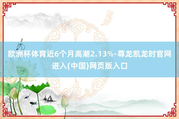 欧洲杯体育近6个月高潮2.13%-尊龙凯龙时官网进入(中国)网页版入口
