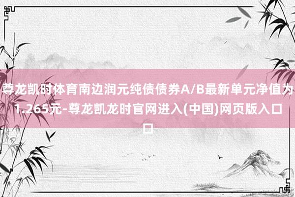 尊龙凯时体育南边润元纯债债券A/B最新单元净值为1.265元-尊龙凯龙时官网进入(中国)网页版入口