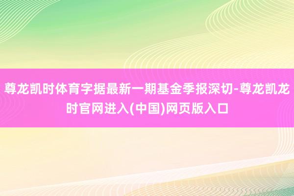 尊龙凯时体育字据最新一期基金季报深切-尊龙凯龙时官网进入(中国)网页版入口