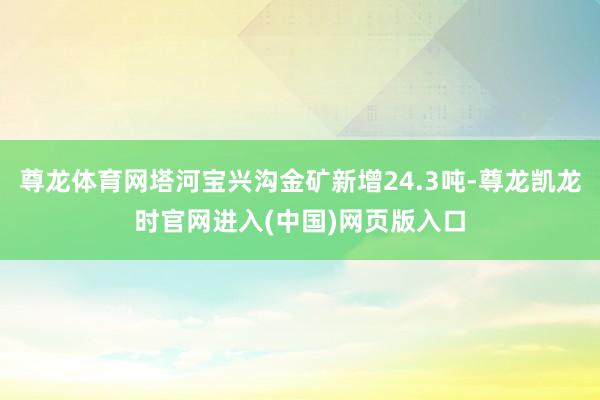 尊龙体育网塔河宝兴沟金矿新增24.3吨-尊龙凯龙时官网进入(中国)网页版入口