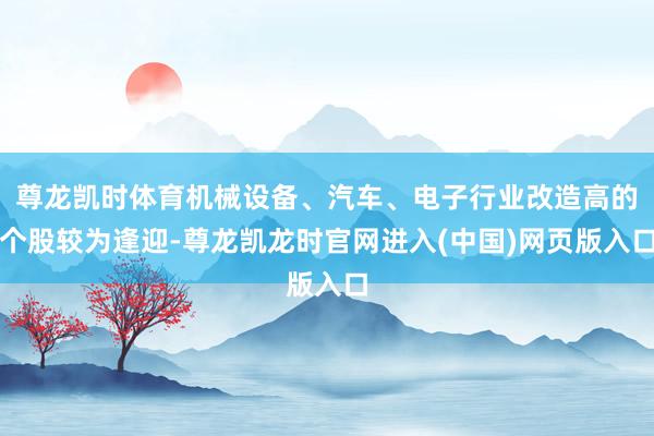 尊龙凯时体育机械设备、汽车、电子行业改造高的个股较为逢迎-尊龙凯龙时官网进入(中国)网页版入口