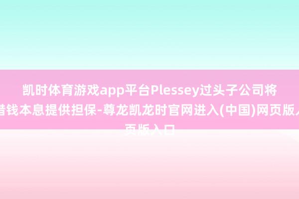 凯时体育游戏app平台Plessey过头子公司将为借钱本息提供担保-尊龙凯龙时官网进入(中国)网页版入口