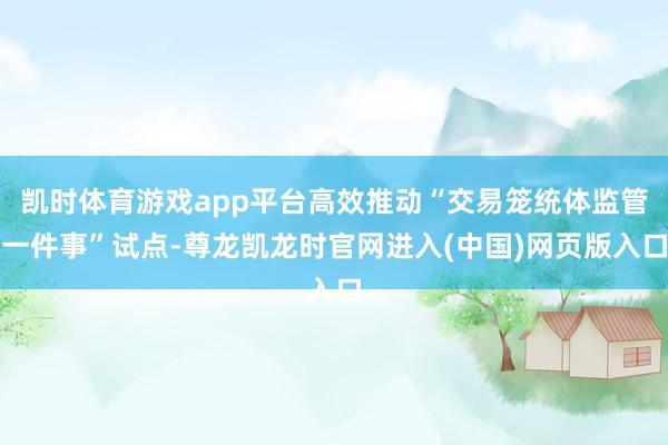 凯时体育游戏app平台高效推动“交易笼统体监管一件事”试点-尊龙凯龙时官网进入(中国)网页版入口