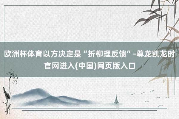 欧洲杯体育以方决定是“折柳理反馈”-尊龙凯龙时官网进入(中国)网页版入口