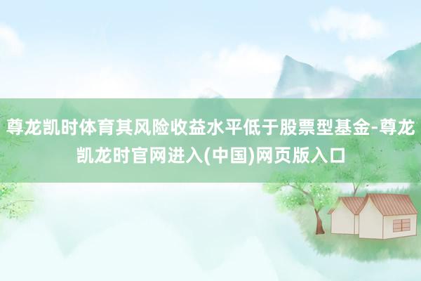 尊龙凯时体育其风险收益水平低于股票型基金-尊龙凯龙时官网进入(中国)网页版入口