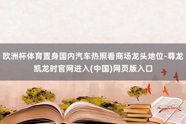 欧洲杯体育置身国内汽车热照看商场龙头地位-尊龙凯龙时官网进入(中国)网页版入口