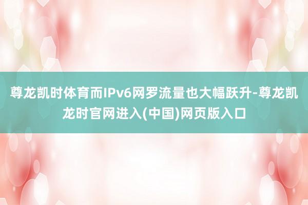 尊龙凯时体育而IPv6网罗流量也大幅跃升-尊龙凯龙时官网进入(中国)网页版入口