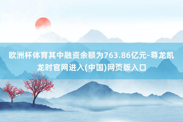欧洲杯体育其中融资余额为763.86亿元-尊龙凯龙时官网进入(中国)网页版入口