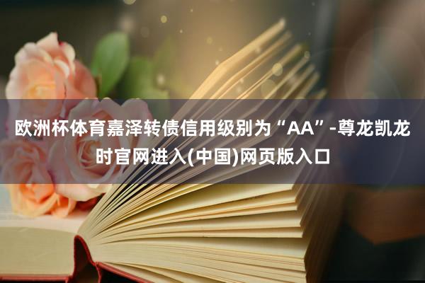 欧洲杯体育嘉泽转债信用级别为“AA”-尊龙凯龙时官网进入(中国)网页版入口