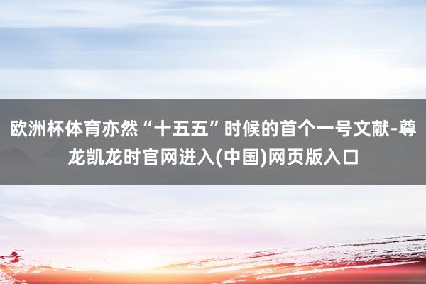 欧洲杯体育亦然“十五五”时候的首个一号文献-尊龙凯龙时官网进入(中国)网页版入口