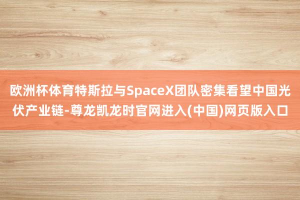 欧洲杯体育特斯拉与SpaceX团队密集看望中国光伏产业链-尊龙凯龙时官网进入(中国)网页版入口