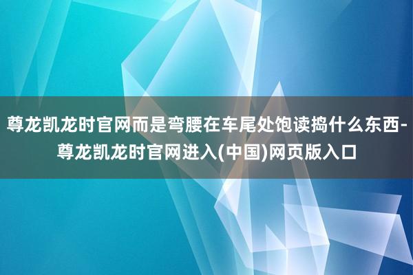 尊龙凯龙时官网而是弯腰在车尾处饱读捣什么东西-尊龙凯龙时官网进入(中国)网页版入口