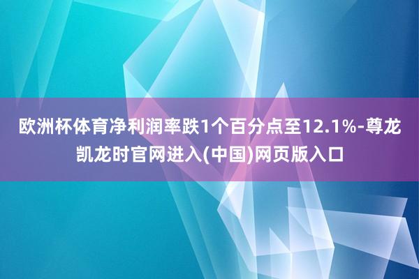 欧洲杯体育净利润率跌1个百分点至12.1%-尊龙凯龙时官网进入(中国)网页版入口