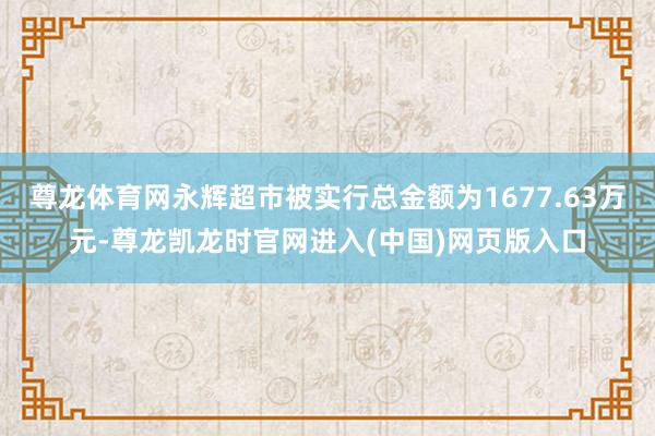 尊龙体育网永辉超市被实行总金额为1677.63万元-尊龙凯龙时官网进入(中国)网页版入口
