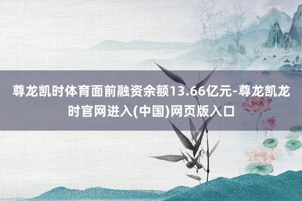 尊龙凯时体育面前融资余额13.66亿元-尊龙凯龙时官网进入(中国)网页版入口