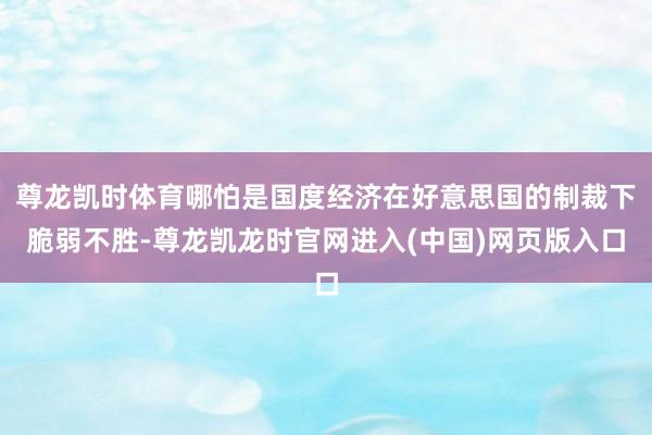 尊龙凯时体育哪怕是国度经济在好意思国的制裁下脆弱不胜-尊龙凯龙时官网进入(中国)网页版入口