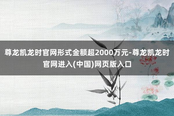 尊龙凯龙时官网形式金额超2000万元-尊龙凯龙时官网进入(中国)网页版入口