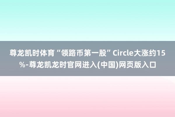 尊龙凯时体育“领路币第一股”Circle大涨约15%-尊龙凯龙时官网进入(中国)网页版入口